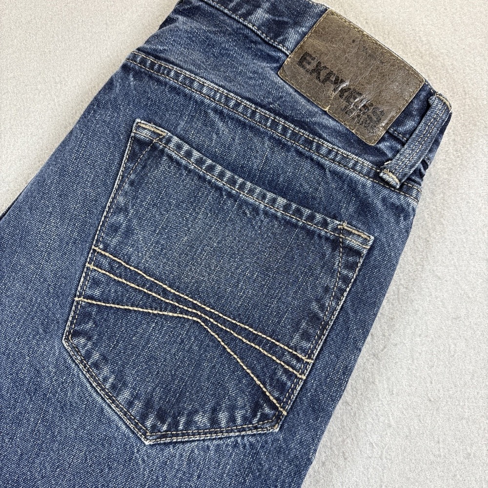 Express Jeans Mens Rocco Slim Fit Straight Leg Size 31x32 (32x31) Blue Whiskers